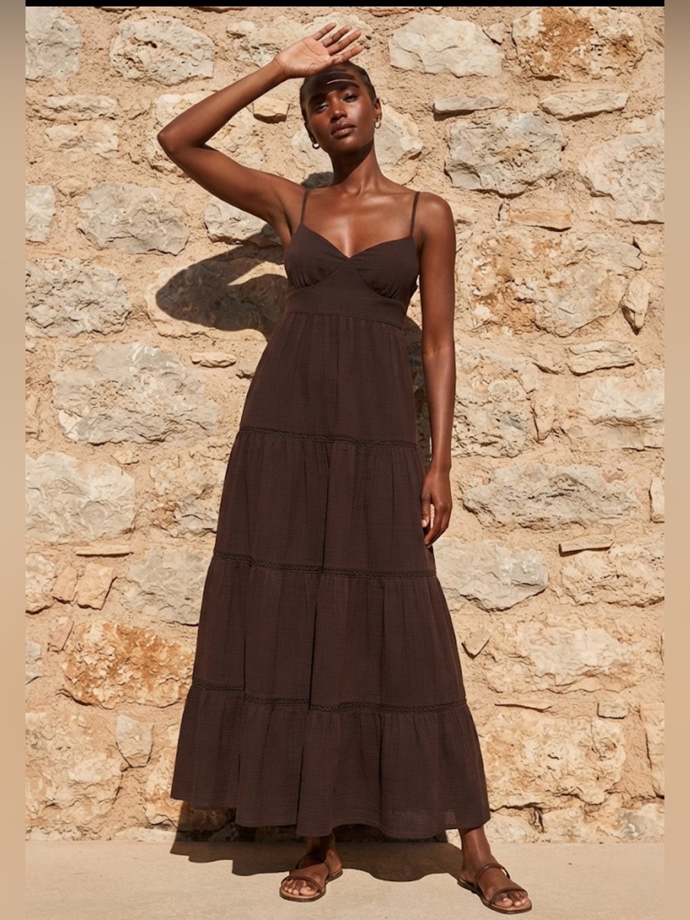 Zara Black Textured Tiered Maxi Dress Size xSmall Cutout Back New